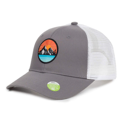 Ecofera Mens Eco-Friendly Snapback Trucker Hat Baseball Cap (Grey/Black Patch)